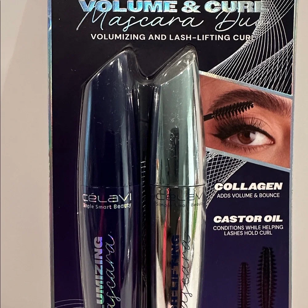 Celavi Volume & Curl Mascara Duo for Volumizing and Lash-Lifting Curl.